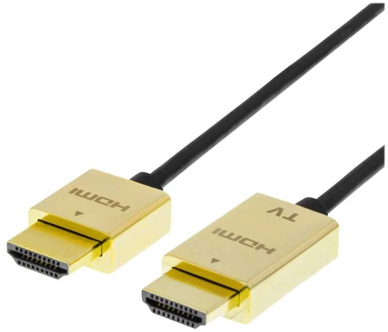 DELTACO PRIME HDMI kabelis, itin plonas, HDMI Type A ha, 4K, Ultra HD, 3.0m, juodas/auksinis / HDMI-1043-K