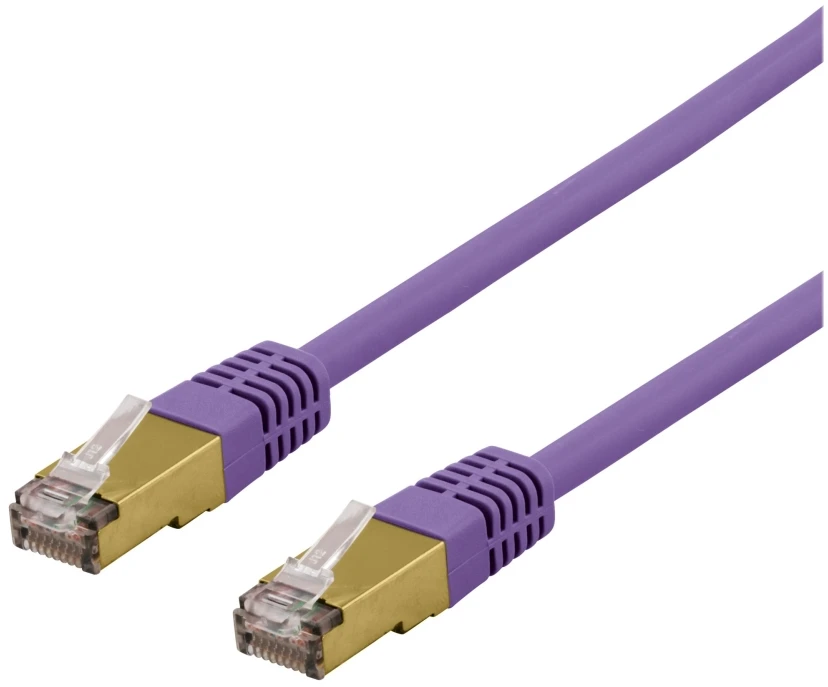 DELTACO S/FTP Cat6a jungiamasis kabelis, delta sertifikuotas, LSZH, 0,5 m, violetinis