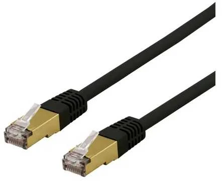 DELTACO S/FTP Cat6a jungiamasis kabelis, 0,3 m, 500 MHz, Delta sertifikuotas, juodas