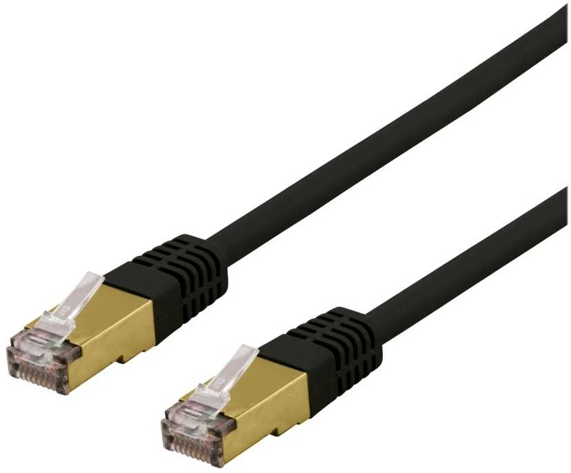 DELTACO S/FTP Cat6a jungiamasis kabelis, delta sertifikuotas, LSZH, 1,5 m, juodas