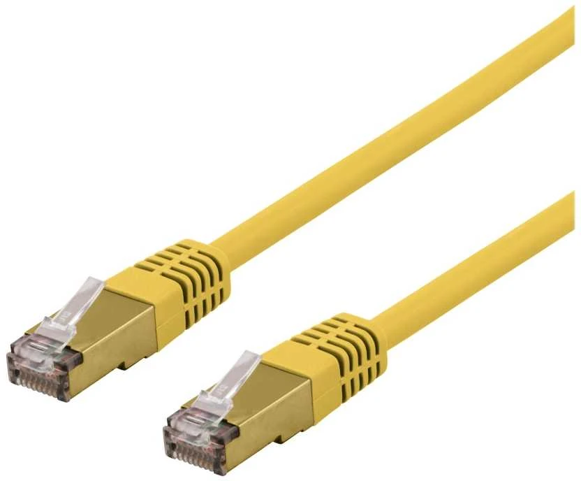 DELTACO S/FTP Cat6a jungiamasis kabelis, delta sertifikuotas, LSZH, 0,5 m, geltonas