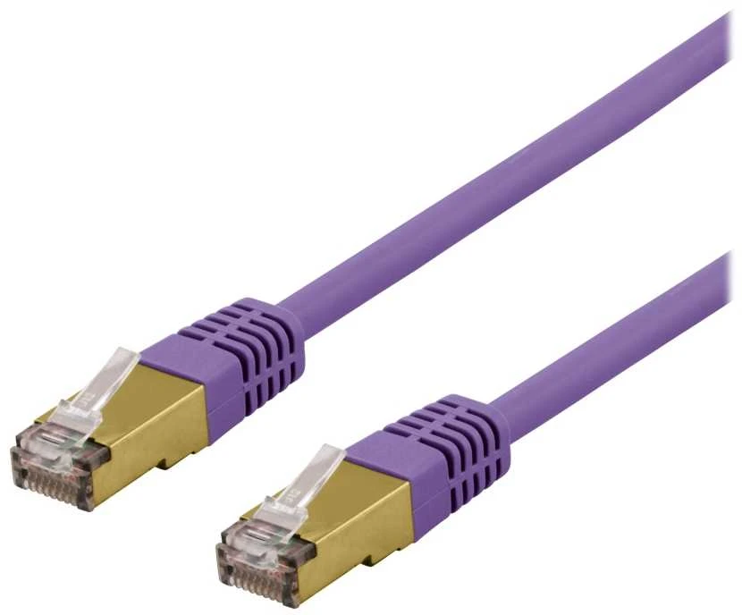 DELTACO S/FTP Cat6a jungiamasis kabelis, delta sertifikuotas, LSZH, 1,5 m, violetinis