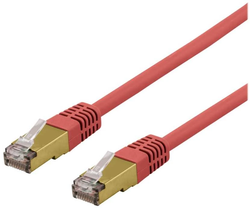 DELTACO S/FTP Cat6a jungiamasis kabelis, delta sertifikuotas, LSZH, 0,5 m, raudonas