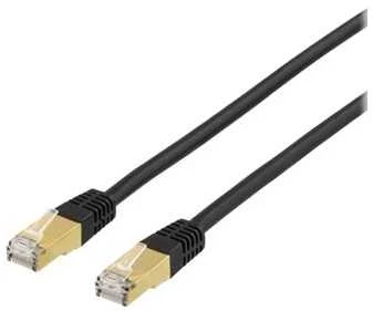 Patch kabelis DELTACO S/FTP Cat7, 10m, 600MHz, Delta sertifikuotas, LSZH, RJ45 jungtys, juodas / STP-710S