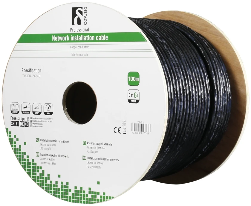 Lauko Kabelis DELTACO S / FTP Cat6a 100m, CAT6a / TP-52