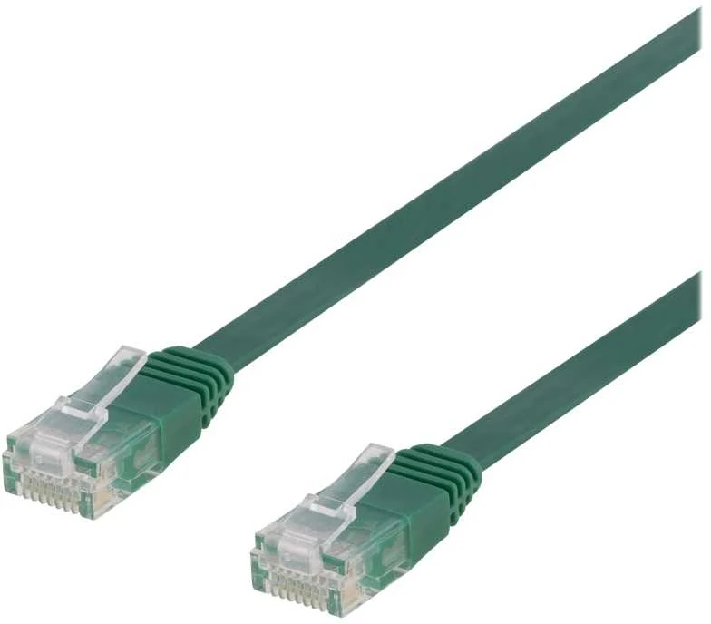 Deltaco TP-603G-FL, 0,3 m, Cat6, U/UTP (UTP), RJ-45, RJ-45, žalias