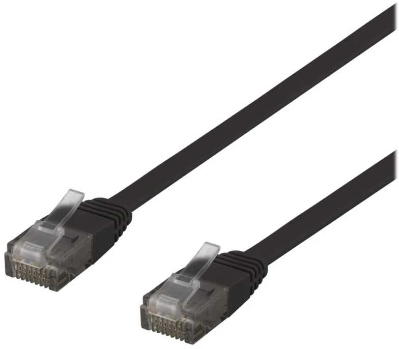 U/UTP Cat6 DELTACO kabelis, plokščias, 0,3 m, 250 MHz, juodas / TP-603S-FL