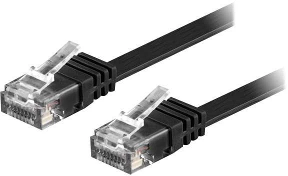 Deltaco TP-615S-FL, 15 m, Cat6, U/UTP (UTP), RJ-45, RJ-45, juodas
