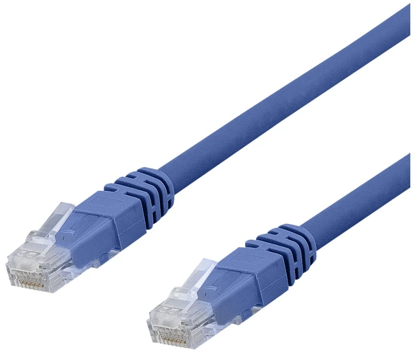DELTACO TP-61BAU – tinklo kabelis – RJ-45 (kištukas) į RJ-45 (kištukas) – 1 m – UTP – CAT 6a – be halogenų, liejamas – mėlynas