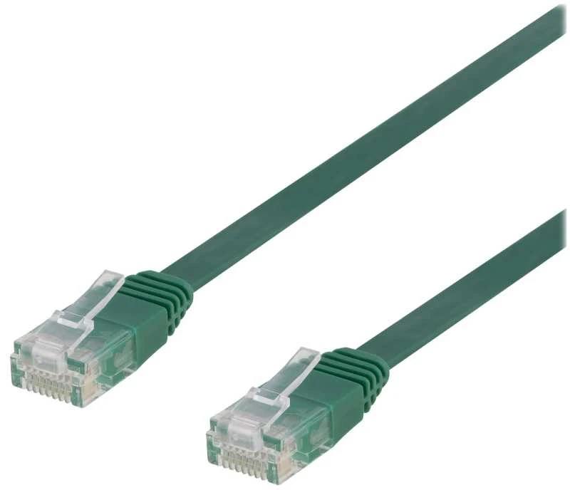 Deltaco TP-61G-FL, 1 m, Cat6, U/UTP (UTP), RJ-45, RJ-45, Žalias