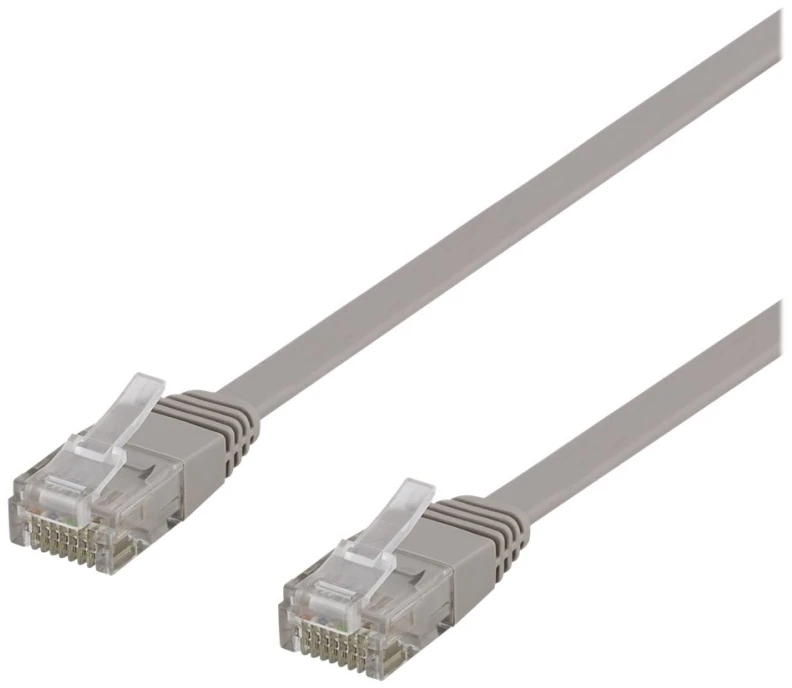 Deltaco TP-62-FL, 2 m, Cat6, U/UTP (UTP), RJ-45, RJ-45, pilkas