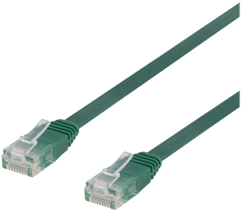 Deltaco TP-62G-FL, 2 m, Cat6, U/UTP (UTP), RJ-45, RJ-45, Žalias