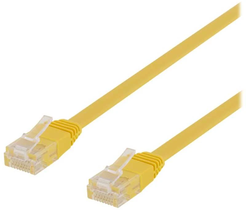 Deltaco TP-62GL-FL, 2 m, Cat6, U/UTP (UTP), RJ-45, RJ-45, Geltonas
