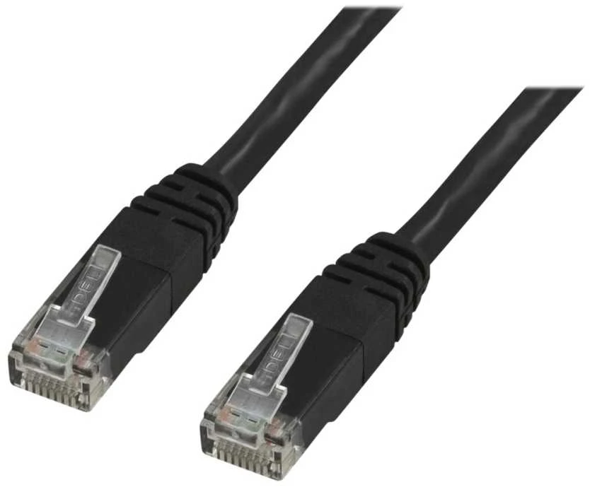 Deltaco TP-650S, 50 m, Cat6, U/UTP (UTP), RJ-45, RJ-45, juodas