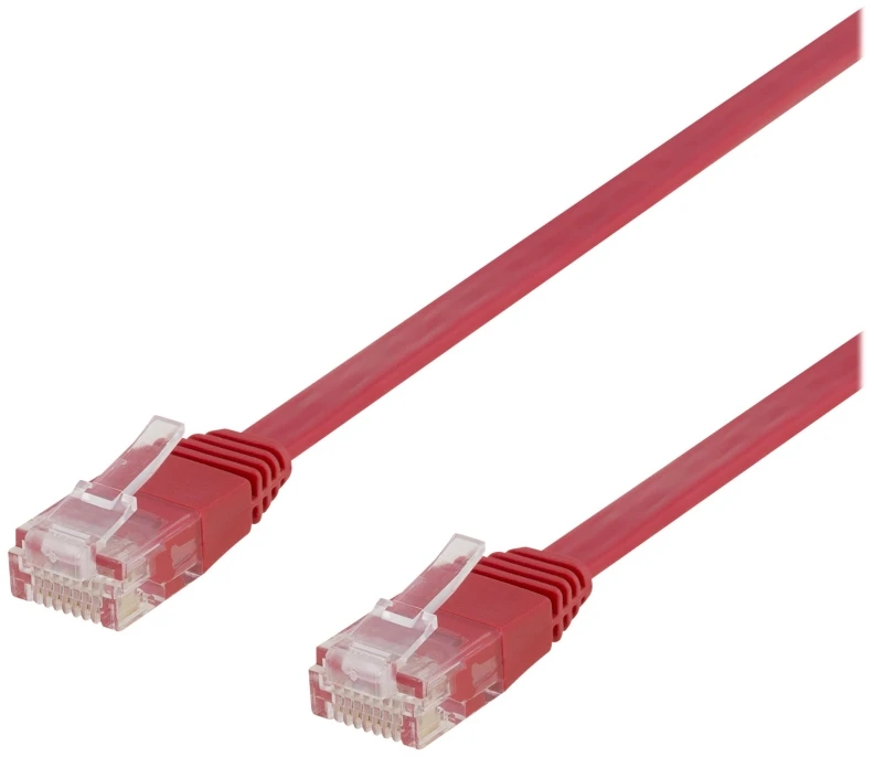 Deltaco TP-65R-FL, 5 m, Cat6, U/UTP (UTP), RJ-45, RJ-45, raudonas