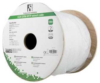 Kabelis DELTACO UTP, 100m, CAT6a, baltas / TP-54C