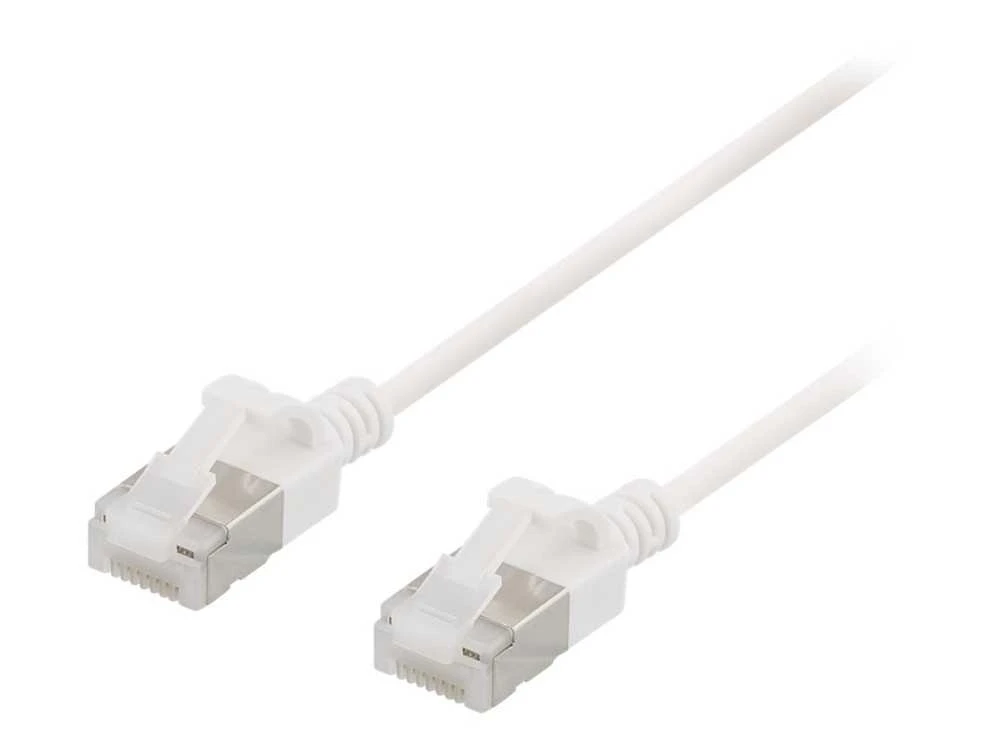 DELTACO U/FTP Cat6a jungiamasis kabelis, plonas, 3,8 mm skersmens, 2 m, baltas