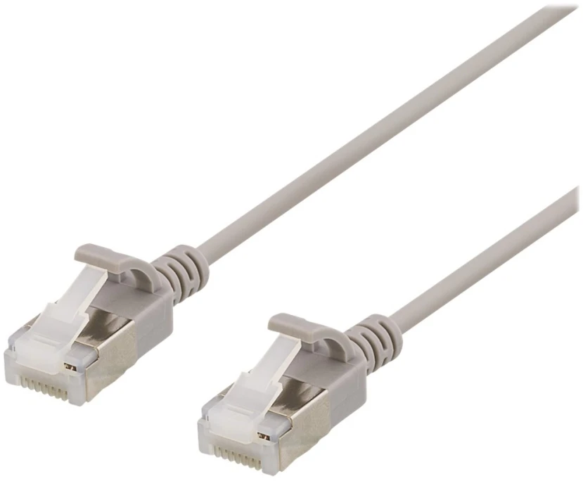 DELTACO U/FTP Cat6a tinklo kabelis, plonas, 3,8 mm skersmens, 2 m, pilkas