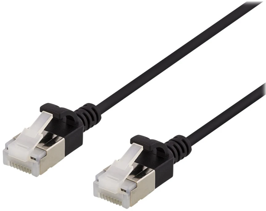 DELTACO U / FTP Cat6a pleistras kabelis, plonas, 3,8mm skersmens, 2m, juodas