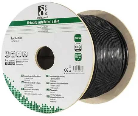 Kabelis DELTACO U/FTP Cat6a, 100 m, 500MHz, juodas / TP-49B