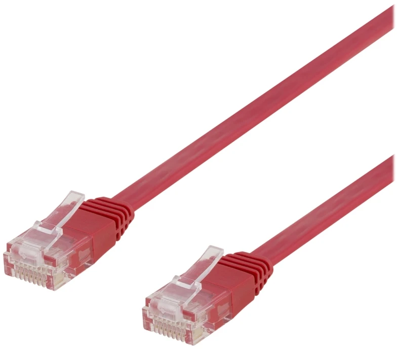 Deltaco U/UTP Cat6 jungiamasis kabelis, plokščias, 1,5 m, 250 MHz, raudonas
