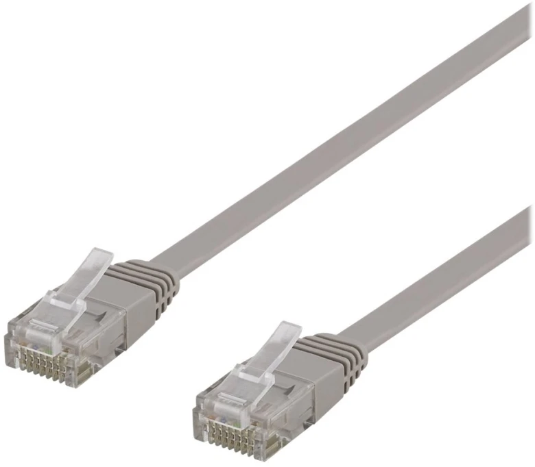 Deltaco U/UTP Cat6 jungiamasis kabelis, plokščias, 0,3 m, 250 MHz, pilkas
