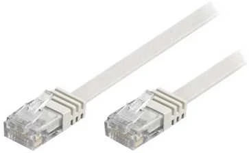 DELTACO U/UTP Cat6 jungiamasis kabelis, plokščias, 1,5 m, 250 MHz, baltas