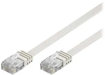 DELTACO U/UTP Cat6 jungiamasis kabelis, plokščias, 3 m, 250 MHz, baltas