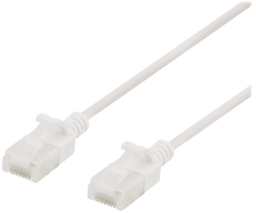 DELTACO U/UTP Cat6a jungiamasis kabelis, plonas, 3,5 mm skersmens, 0,3 m, baltas