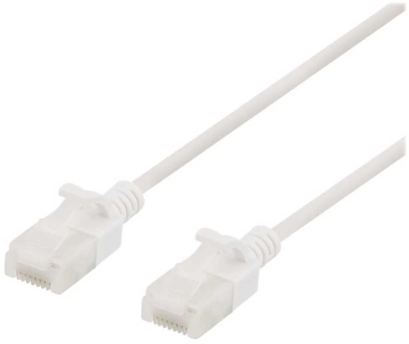 DELTACO U/UTP Cat6a jungiamasis kabelis, plonas, 3,5 mm skersmens, 2 m, baltas