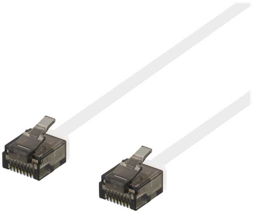 DELTACO U/UTP Cat6a jungiamasis kabelis, plokščias, 0,15 m, 1 mm storio, baltas