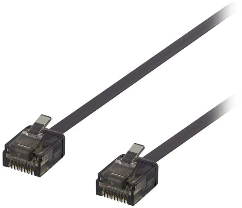 DELTACO U / UTP Cat6a pataisinis kabelis, plokščias, 5m, tik 1mm storio, 500MHz, juodas / UUTP-2067