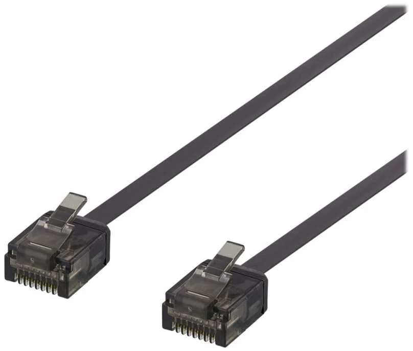 DELTACO U / UTP Cat6a pataisinis kabelis, plokščias, 5m, tik 1mm storio, 500MHz, juodas / UUTP-2067