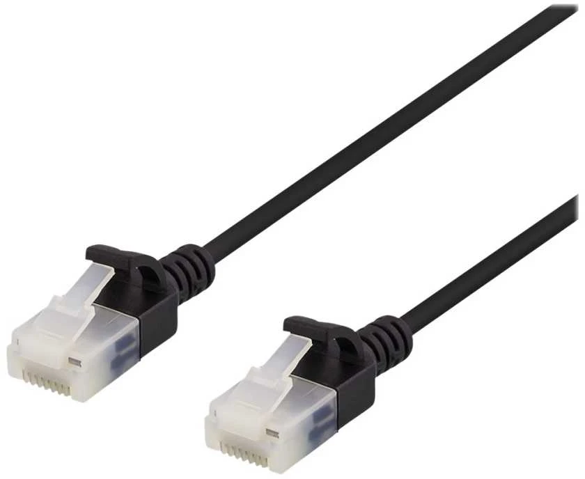 U/UTP Cat6a kabelis DELTACO, plokščias, 3.5mm skersmuo, 1m, juodas / UUTP-1027