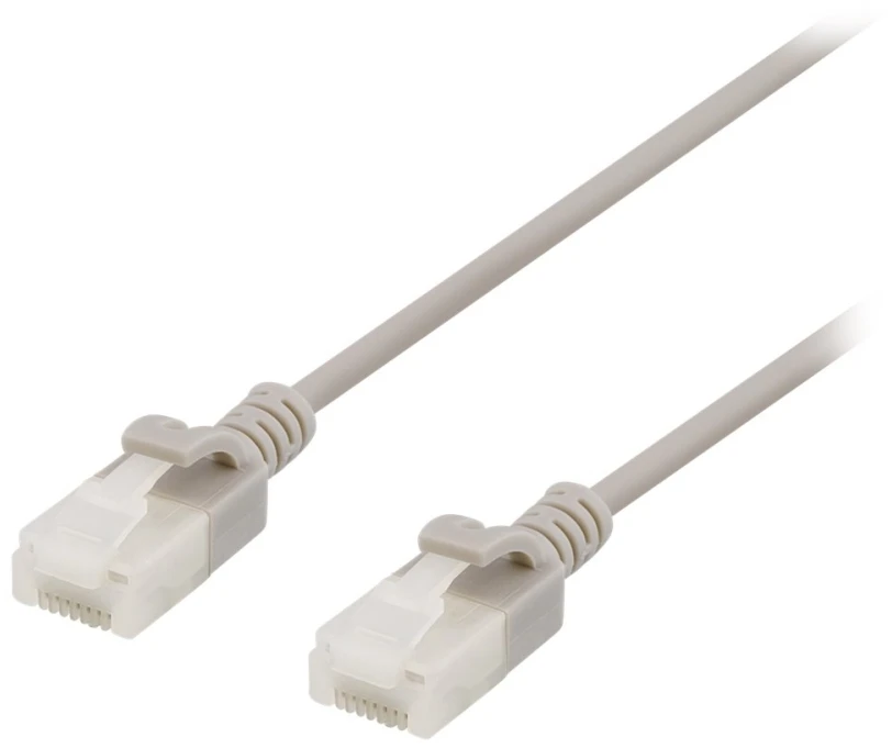 DELTACO U/UTP Cat6a tinklo kabelis, plonas, 3,5 mm skersmens, 0,5 m, pilkas
