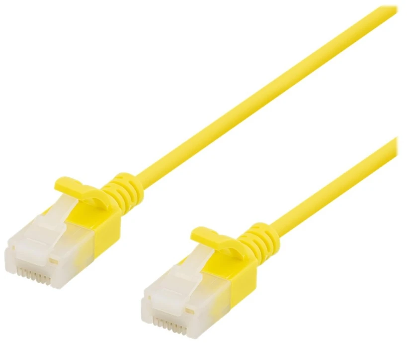 DELTACO U/UTP Cat6a tinklo kabelis, plonas, 3,5 mm skersmens, 2 m, geltonas