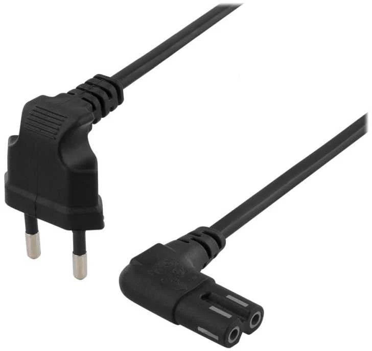 DELTACO laidas, 0,5 m, kampuotas CEE 7/16, IEC 60320, juodas DEL-109BK