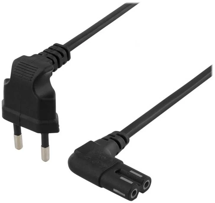 DELTACO kabelis, 1m, kampuotas CEE 7/16 - IEC 60320, juodas DEL-109BL