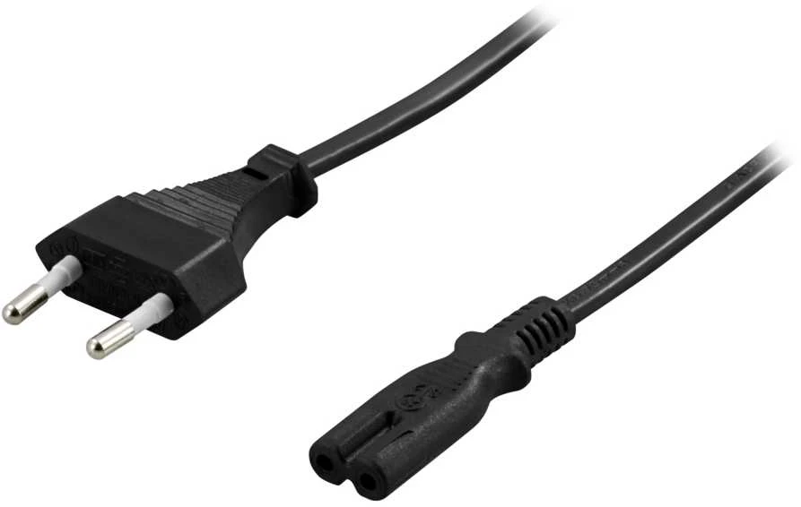 Kabelis DELTACO CEE 7/16 į IEC 60320 C7, max 250V / 2.5A, 1m, juodas / DEL-109AA