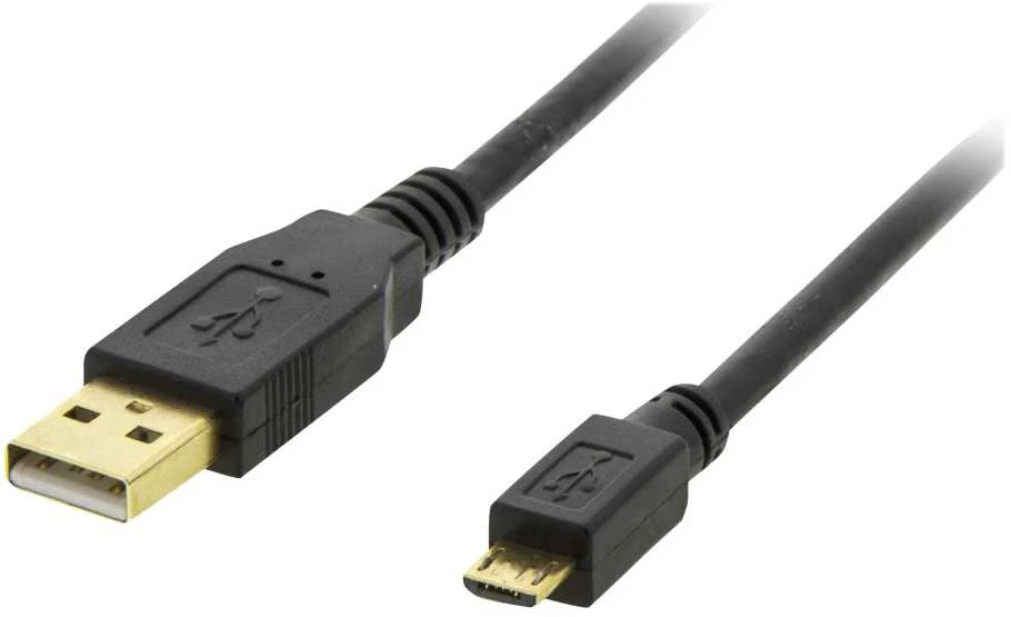 Mob. telefono kabelis DELTACO USB 2.0 "A-micro B", 2.0m, juodas / MICRO-103