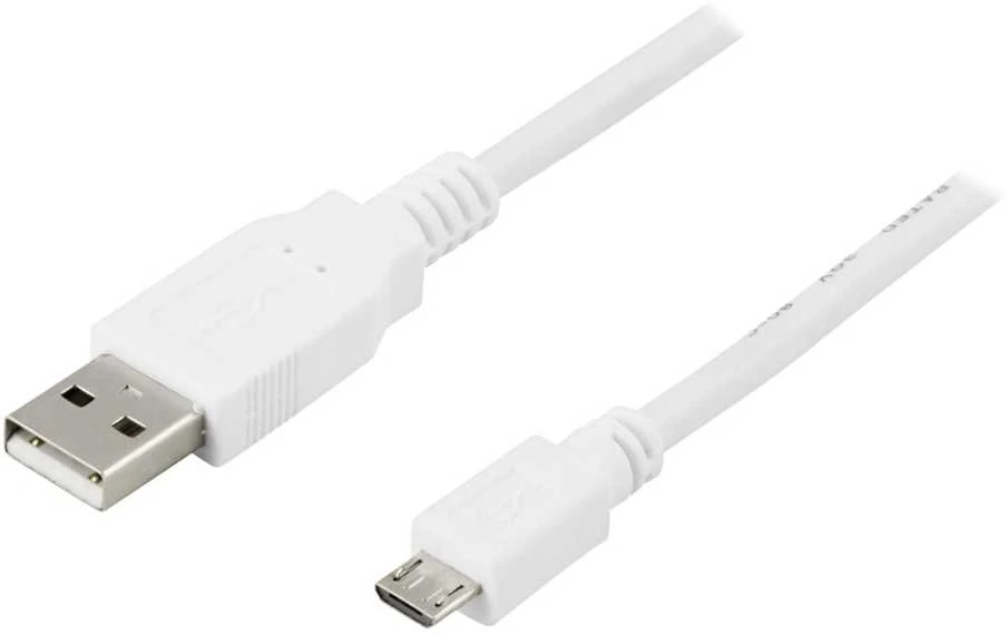 „DELTACO USB 2.0“ A tipo „Micro-B“ USB, 5 kontaktų, 1 m, baltas