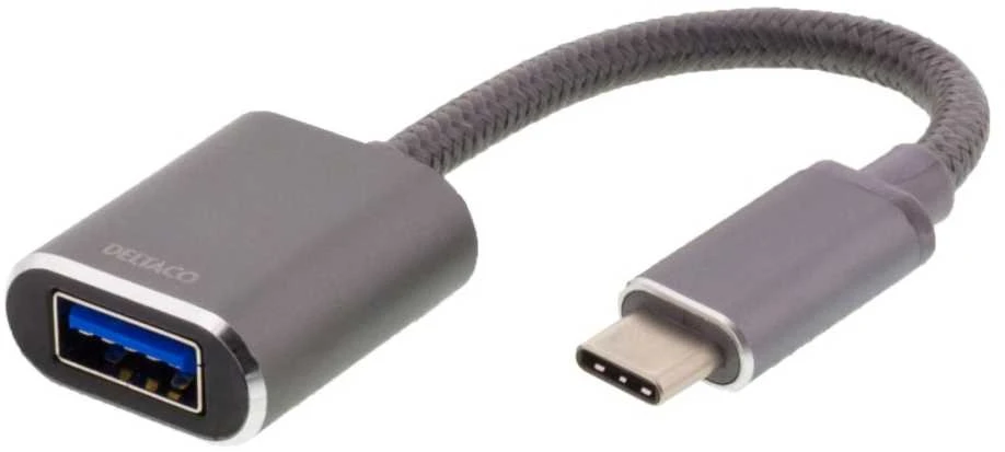 DELTACO USB-C 3.1 Gen 1 to USB-A OTG Adapteris, aliuminis, pilkas / USBC-1279