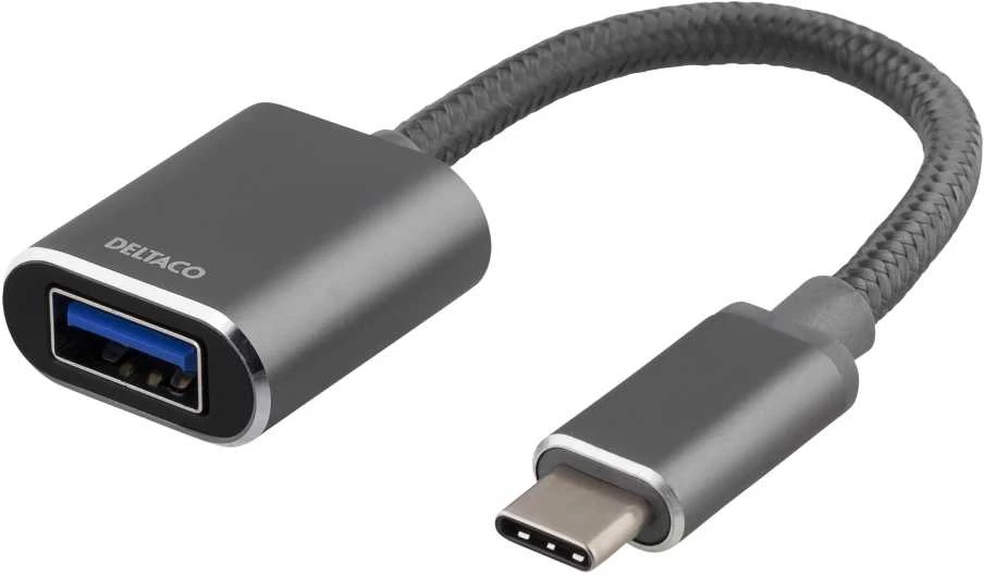 Adapteris Deltaco USB-C, UAB-A, 11cm, pilkas / USBC-1277
