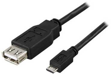 Kabelis DELTACO USB 2.0 "micro B-AF" OTG, 0.2m, juodas / USB-73