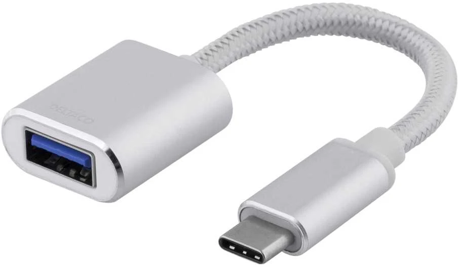 Adapteris DELTACO USB-C 3.1, 0.1 m, sidabro sp. / USBC-1278