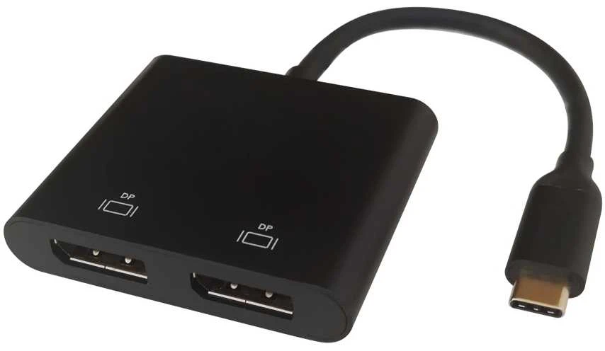 Deltaco USB-C į dvigubą DisplayPort adapteris