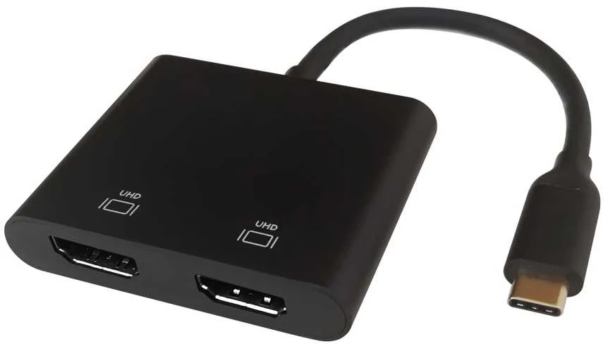 Deltaco USB-C į dvigubą HDMI adapterį