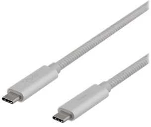 USB-C kabelis DELTACO 1m, SuperSpeed , pintas, USB 3.1 Gen 2, 10 Gbps, 100W, sidabrinė / USBC-1417M