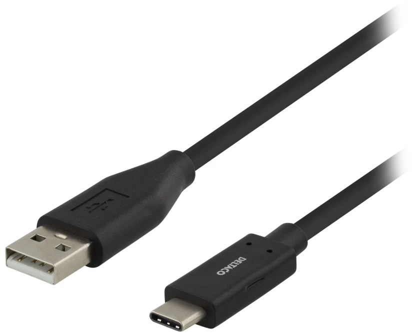 DELTACO USB 2.0 kabelis, Type C - Type A vyriškas, 0.5m, juodas / USBC-1003M