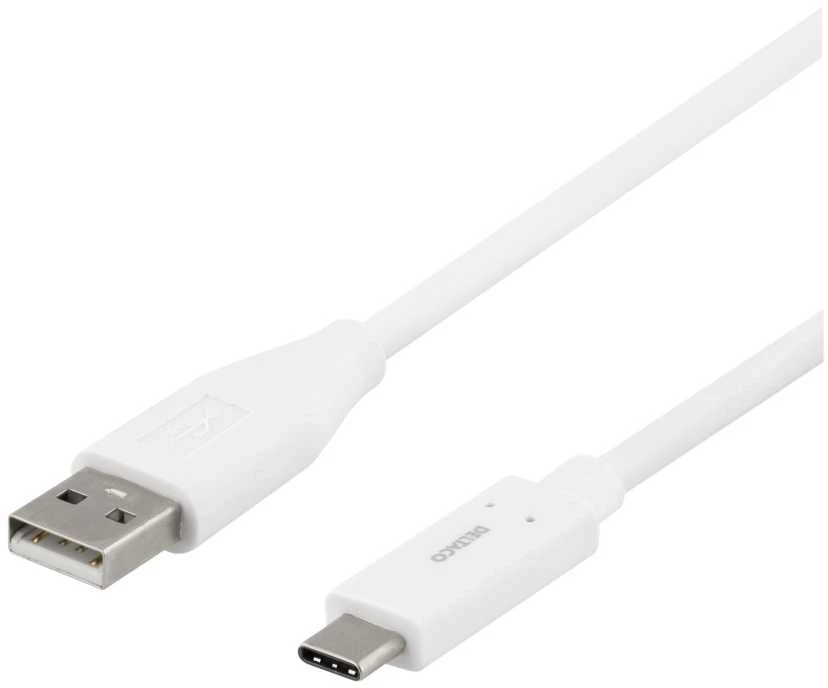 Kabelis DELTACO USB 2.0, C tipas - A tipo vyras, 1,5 m, baltas / USBC-1010M